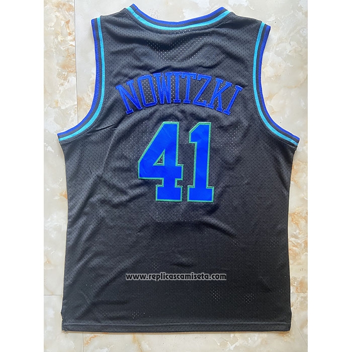 Camiseta Nino Dallas Mavericks Dirk Nowitzki #41 Mitchell & Ness 1998-99 Negro